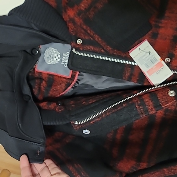 New Vince Camuto red and black plaid wool coat - Picture 15 of 16